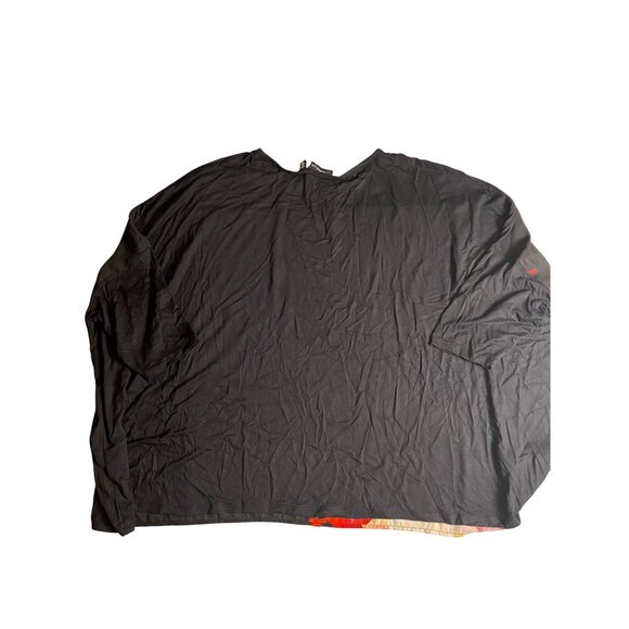 NWT- Rafaella 3X Black Floral Print Semi-Sheer Top Stretch Fabric blouse - Picture 3 of 12